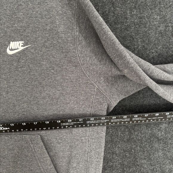 Nike Club Fleece Hoodie Men's Medium Gray Pullover Sweatshirt Swoosh BV2654-071 - Picture 5 of 8